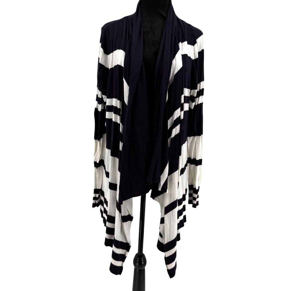 Lane Bryant Duster Cardigan Sweater Womens 18 Striped Open Navy Nautical‎ Beach